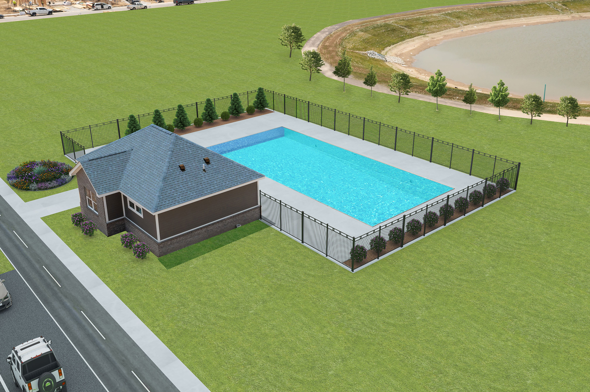 pool rendering with pool house 