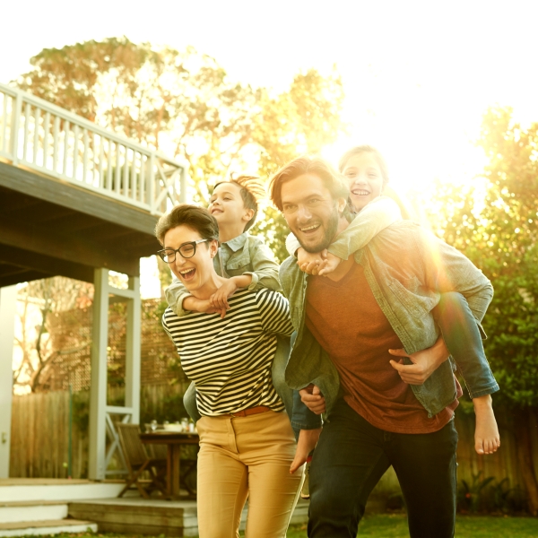 happy couple getting their first home