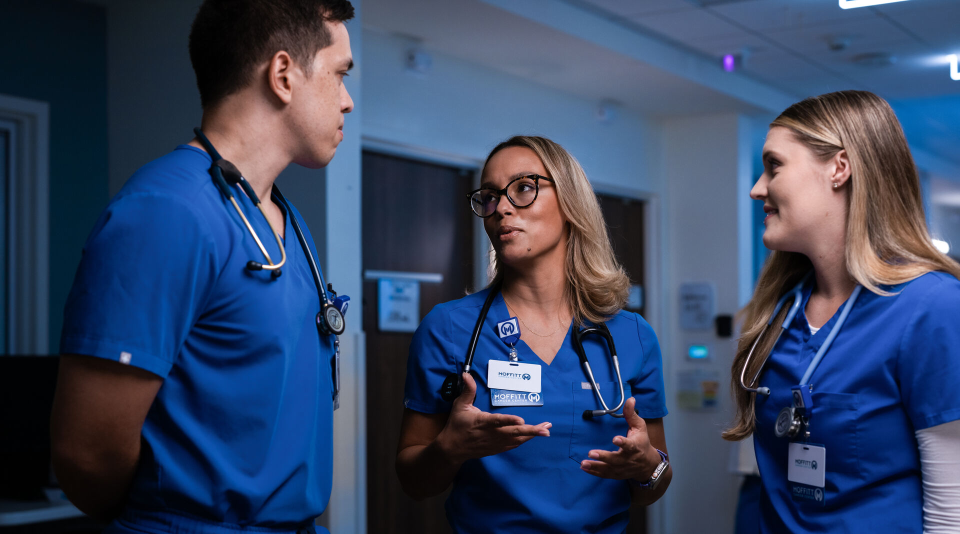 Nursing team members meet 