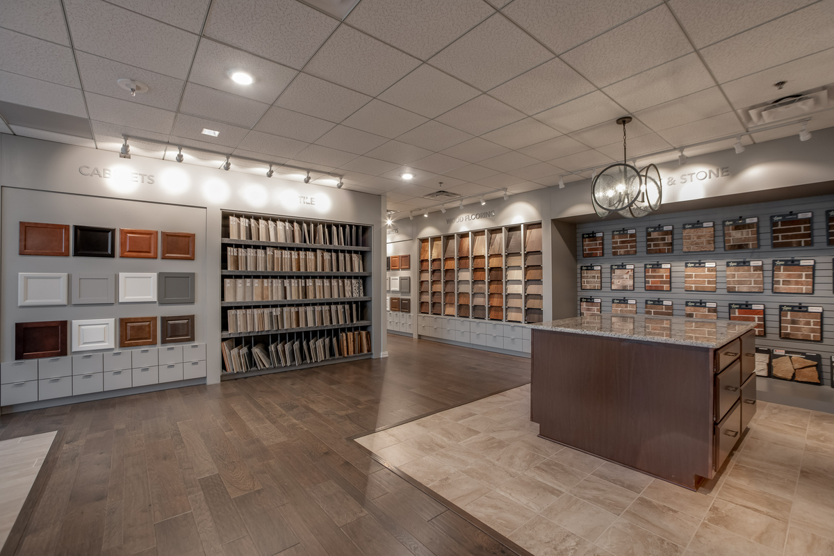 design studio with cabinet and flooring options