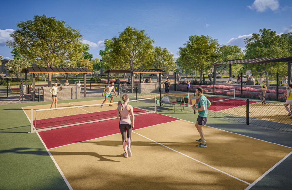 people play pickleball on pickleball courts