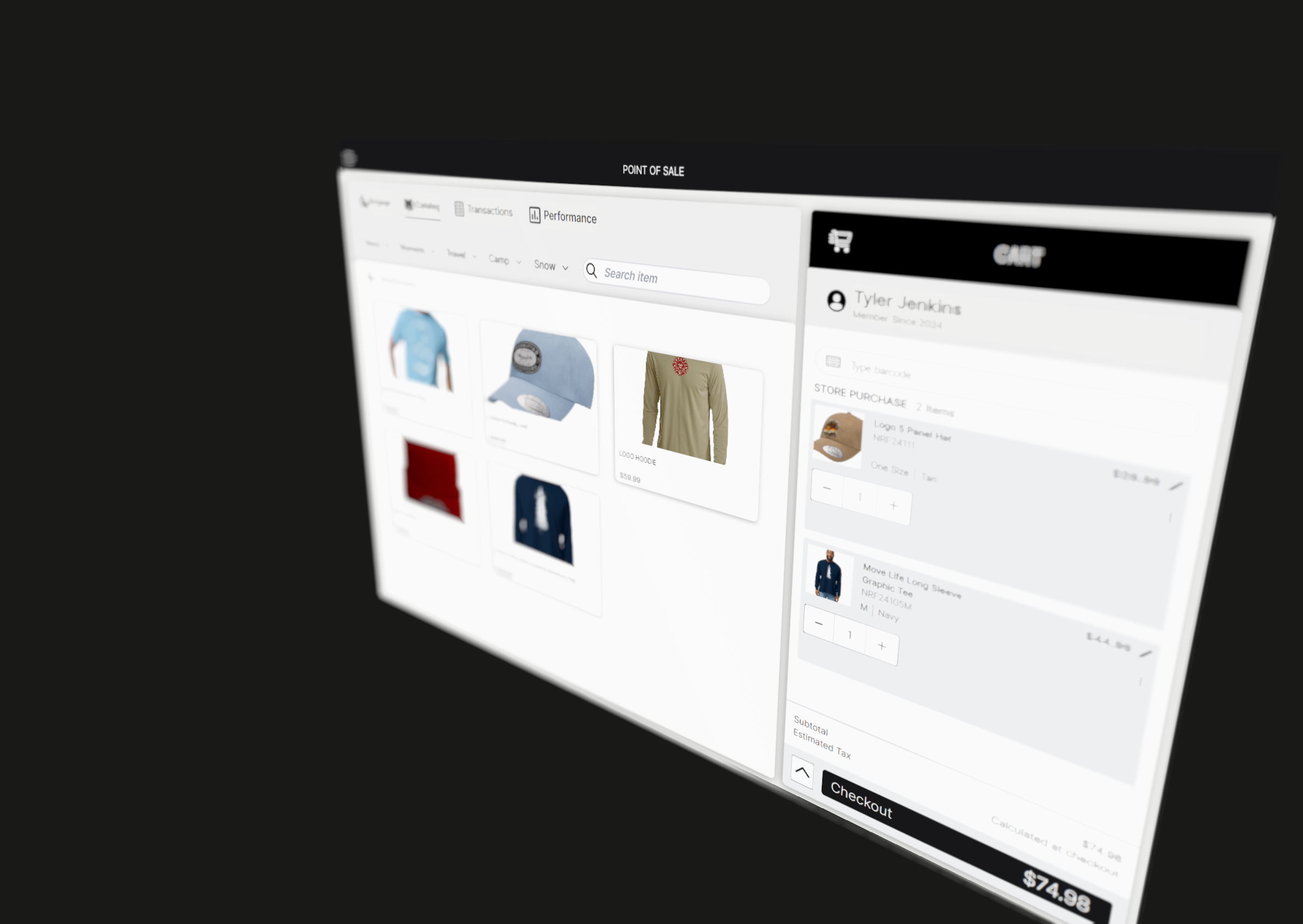 Screenshot of a point of sale software for retailers.