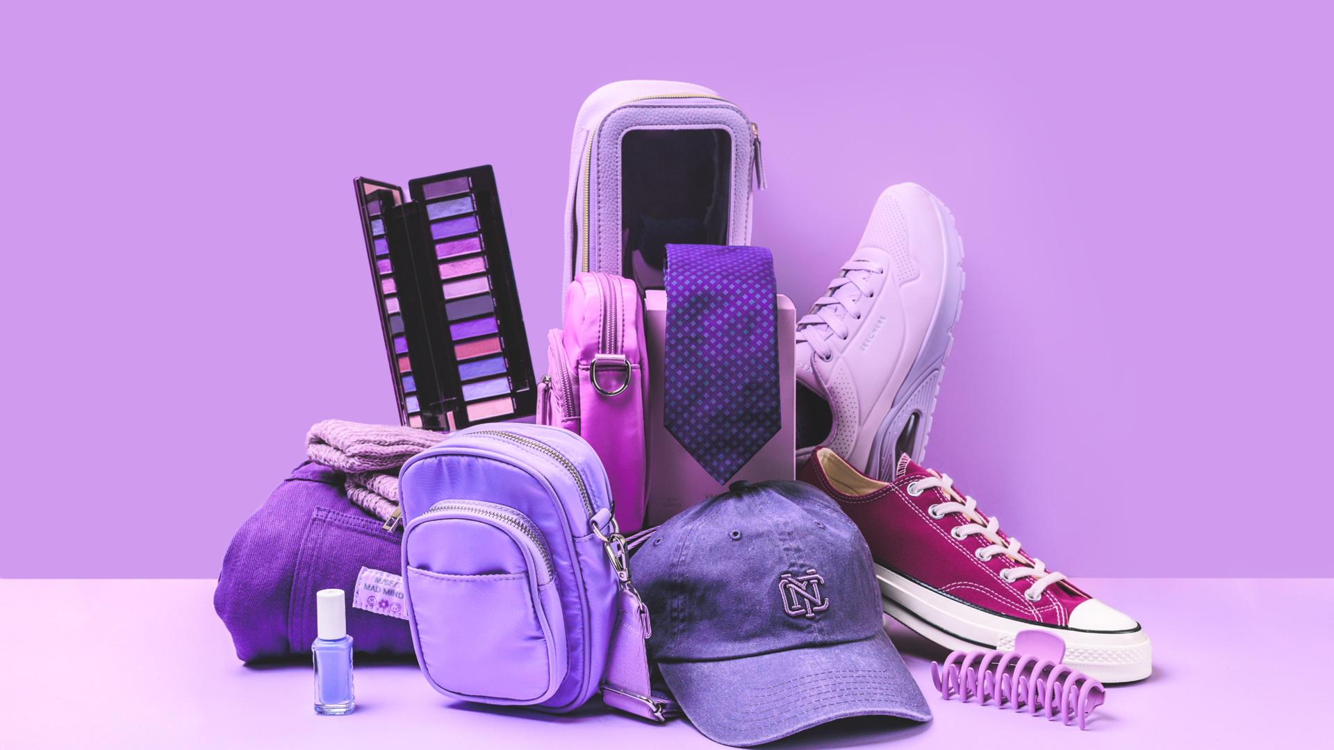 A collection of purple products inspiring you to be an Ally this Wear It Purple Day