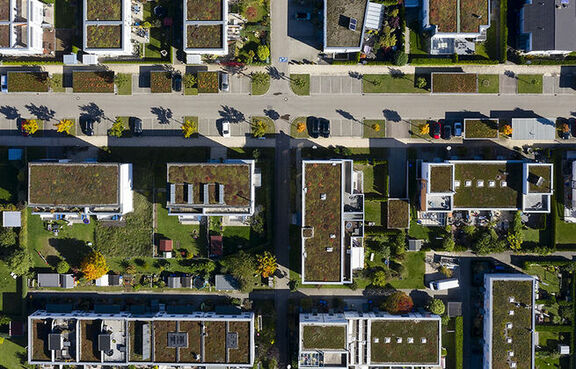 Birds eye view of city street