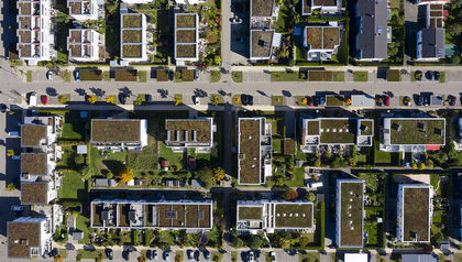 Birds eye view of city street
