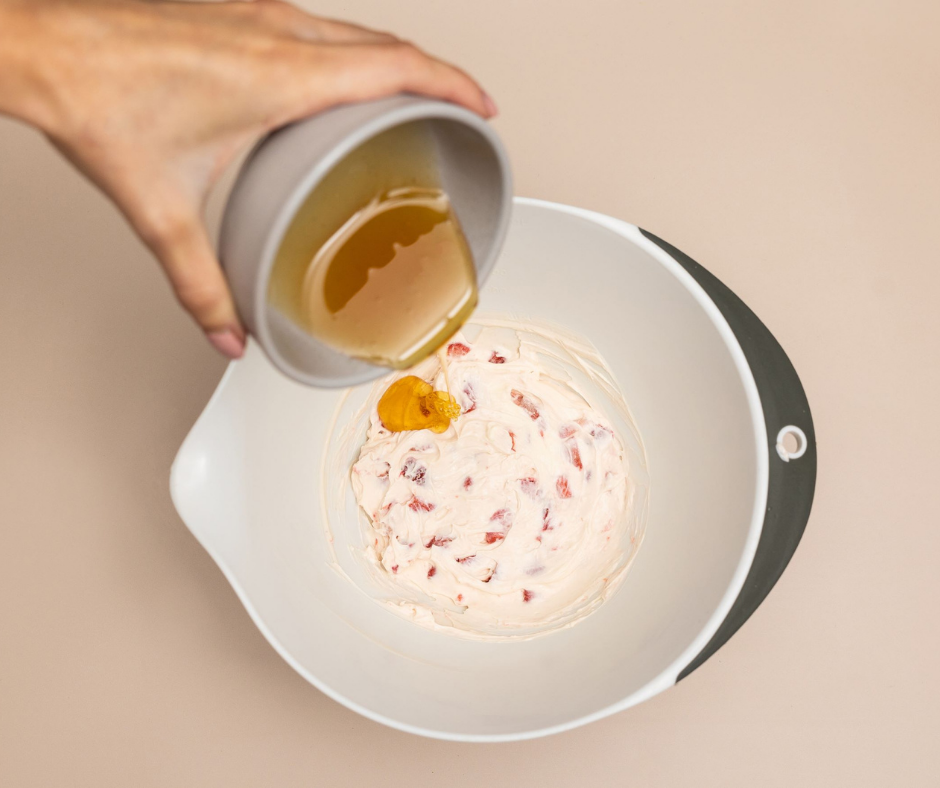Mothers Day Recipe, Strawberry French Toast, Step 1 combine cream cheese, honey and strawberries in bowl