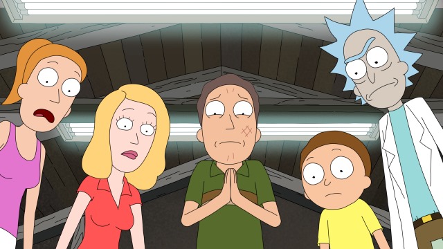 Rick and Morty with the Family looking shocked.jpg