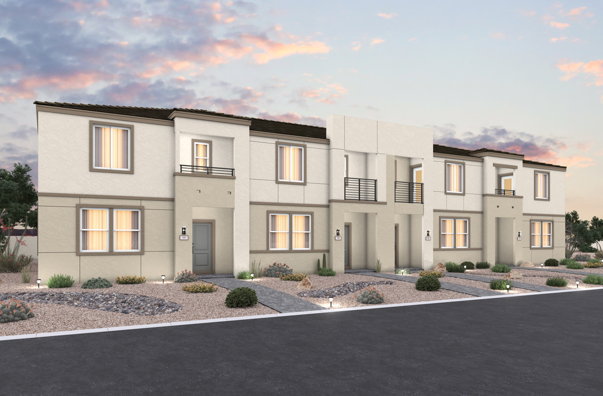 two story townhomes with grey pavers