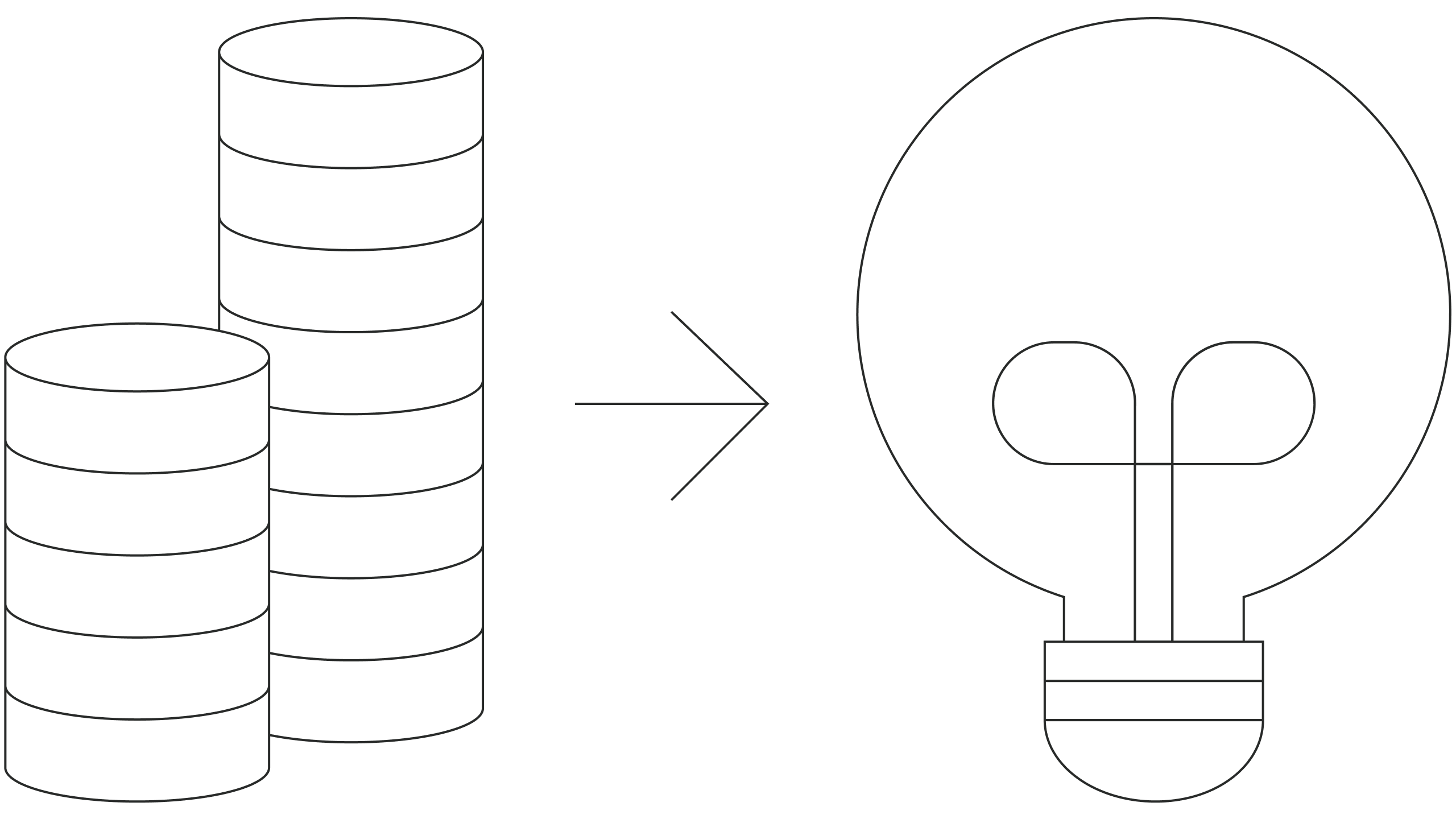 Illustration, pile of money with an arrow against a light bulb