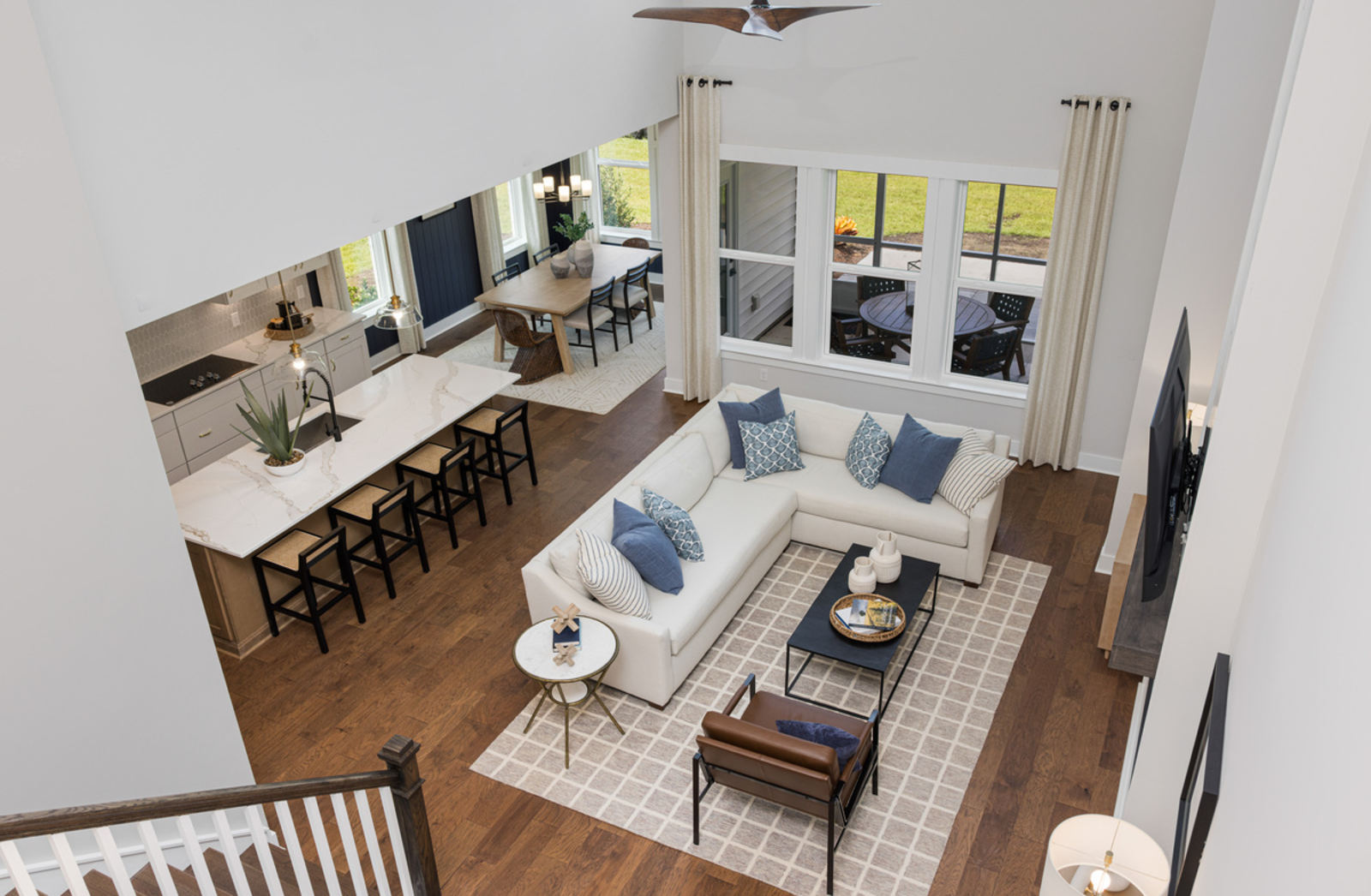 second-story view of the open-concept floorplan