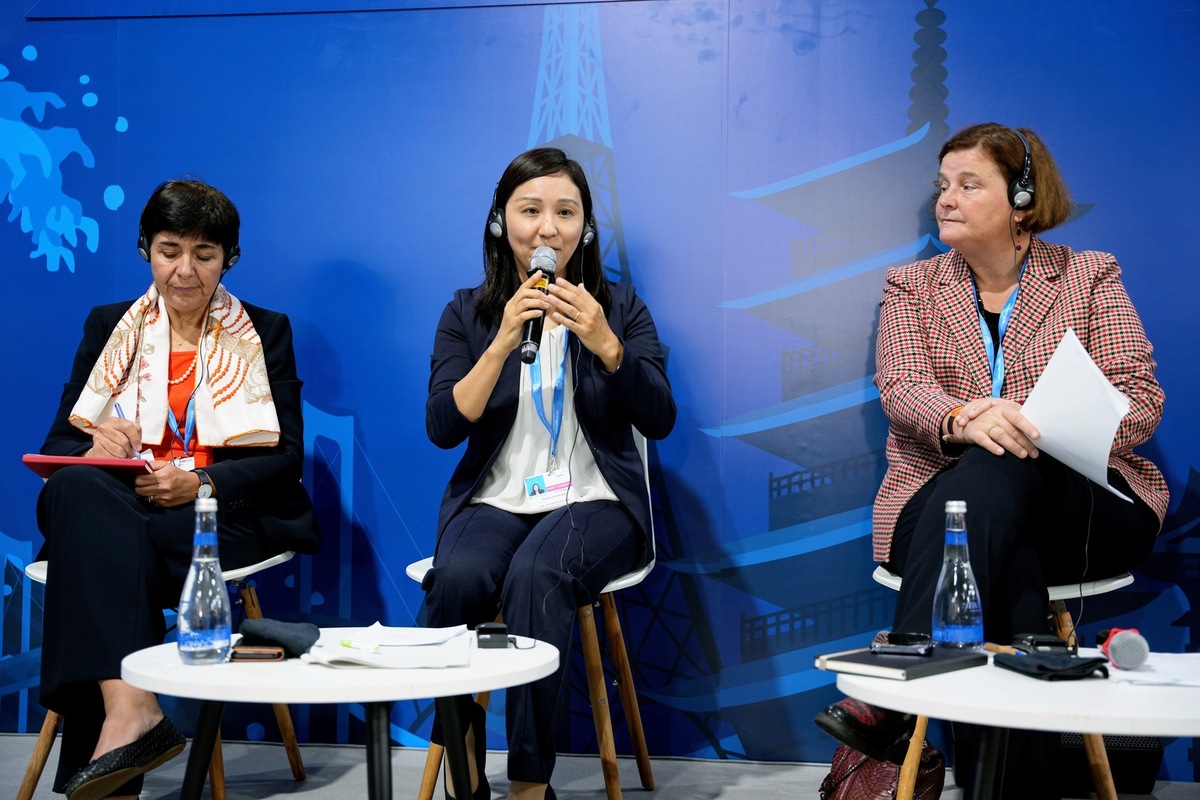 MHI’s Kimiyo Hirowatari speaks in COP29’s Japan Pavilion