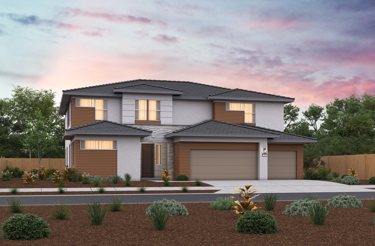 two-story brown & gray modern home