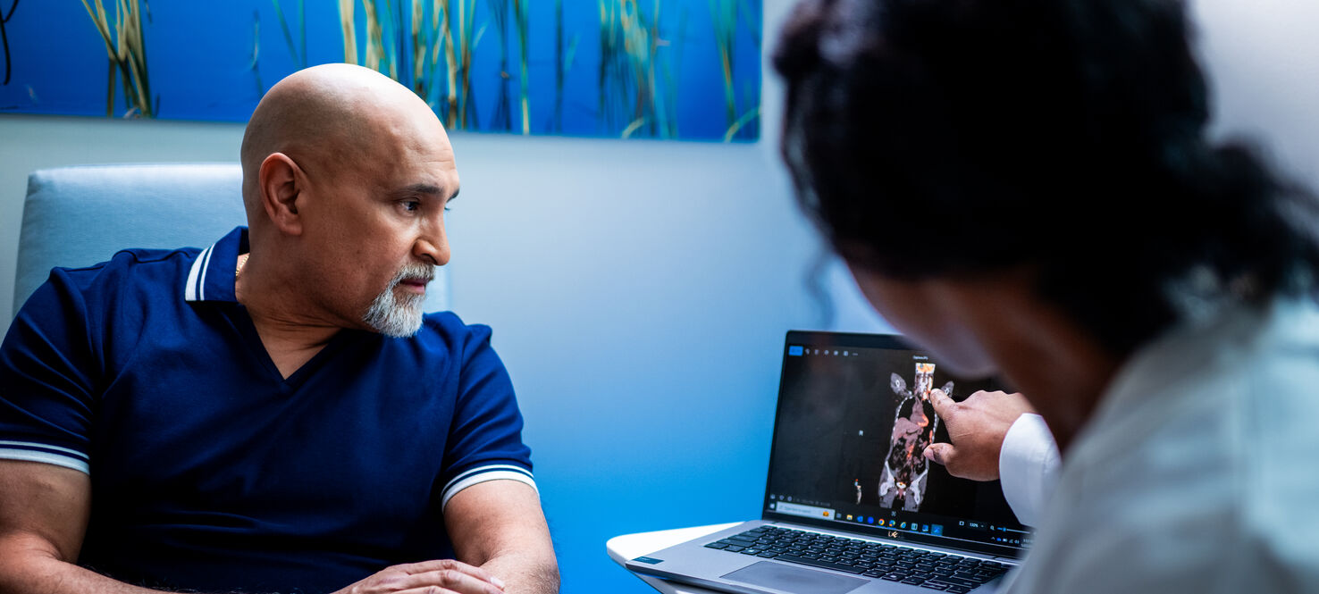 patient and doctor looking at monitor