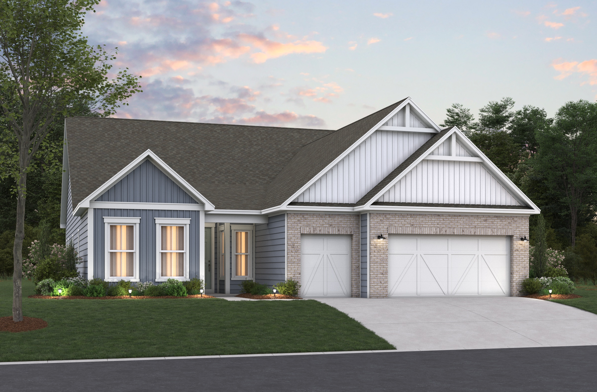 blue vinyl exterior with white trim