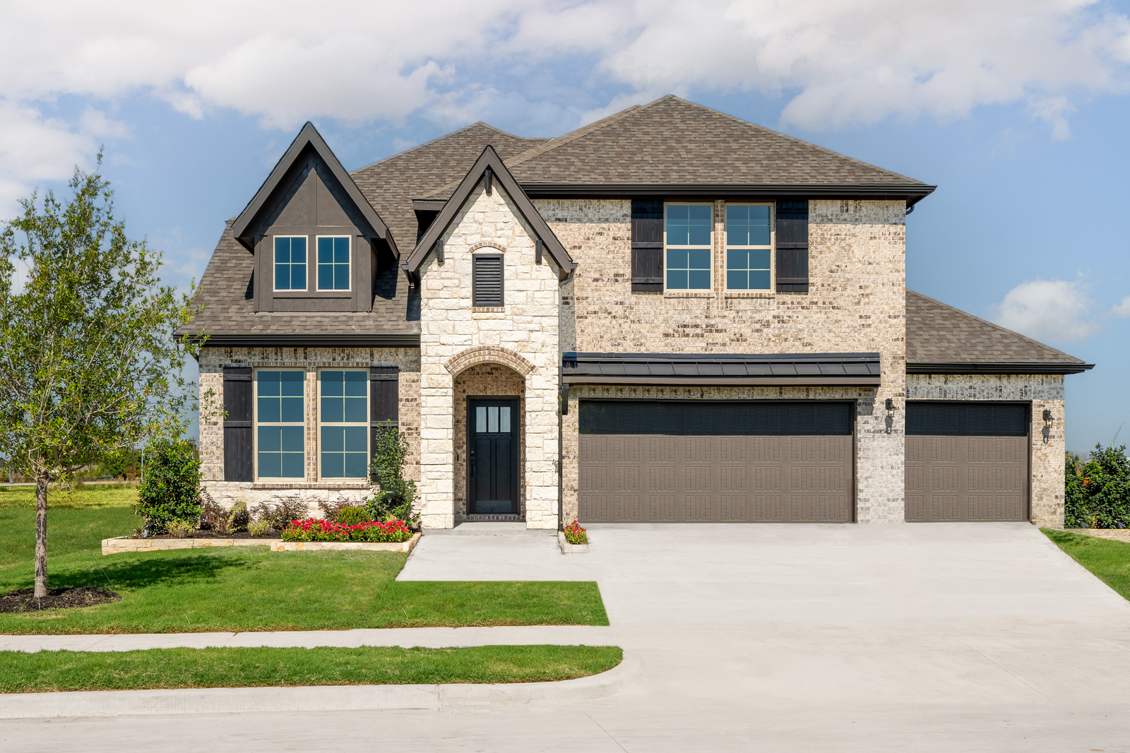 exterior with brick and stone