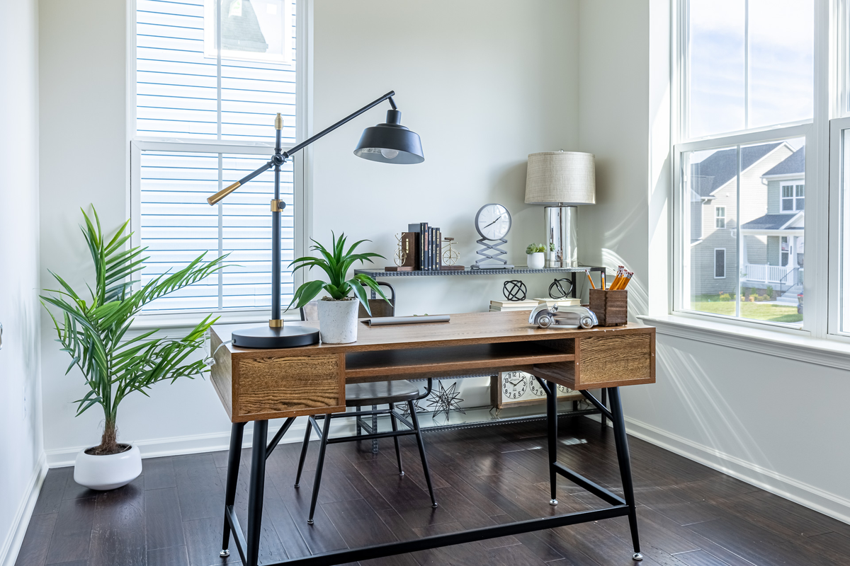 study with a desk and chair