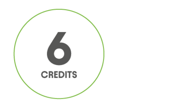 umber 6 with word CREDITS below, inside green circle outline