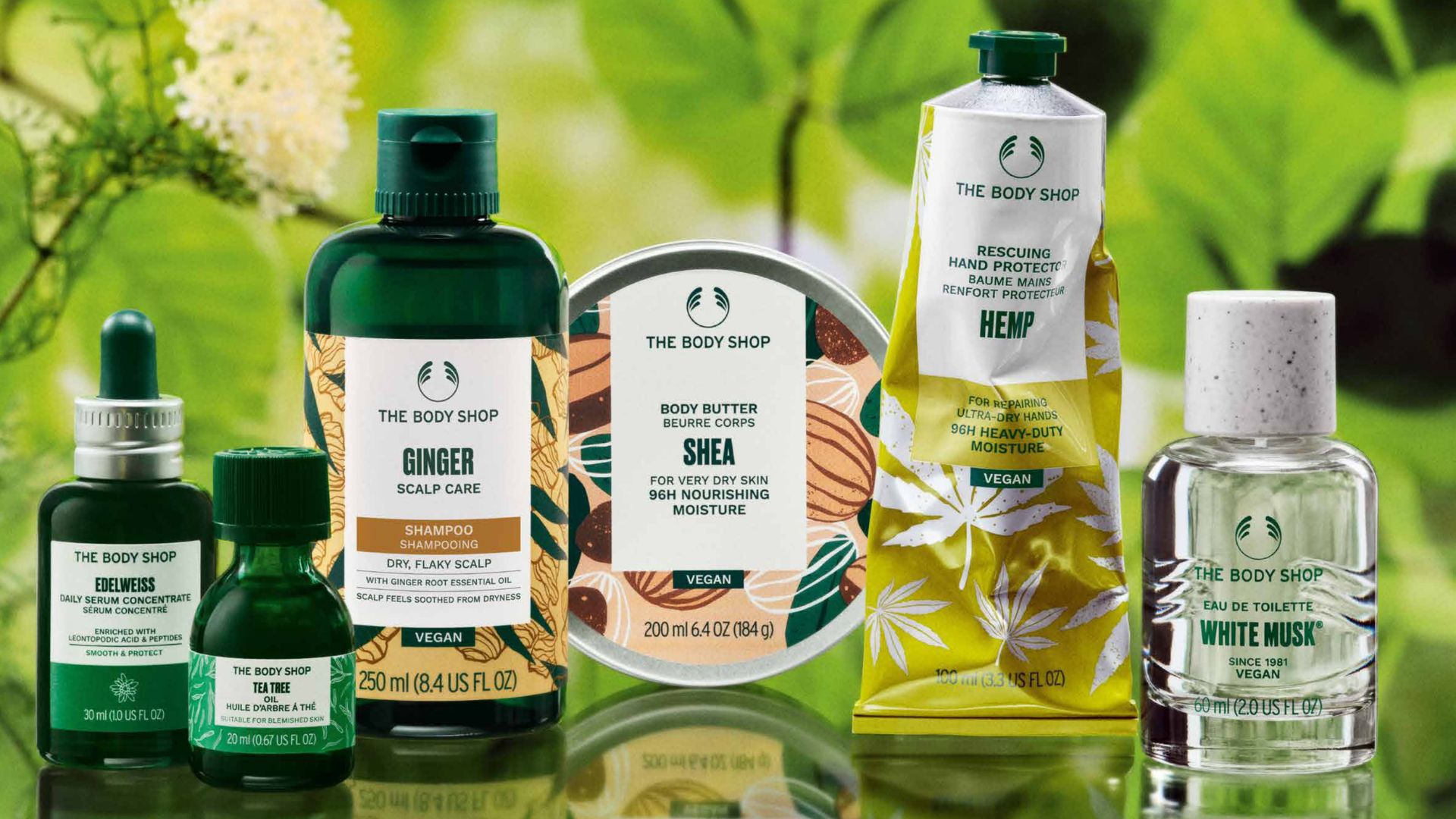The Body Shop White Musk eau de toilette, Vitamin E cream and Camomile cleansing butter
