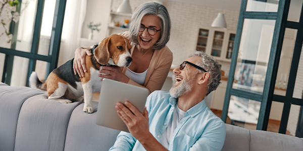 a couple with their dog