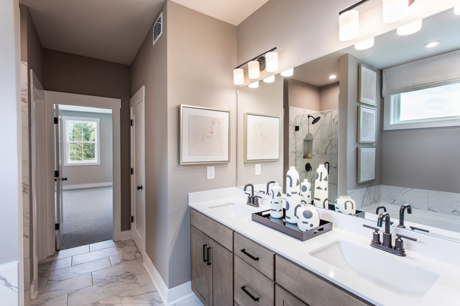 primary bathroom with separate shower & tub