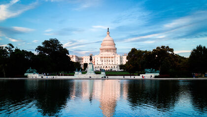 U.S. Capitol Building reflecting in water 
