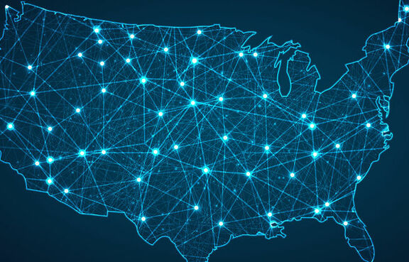 USA United States of America map geometric mesh polygonal light