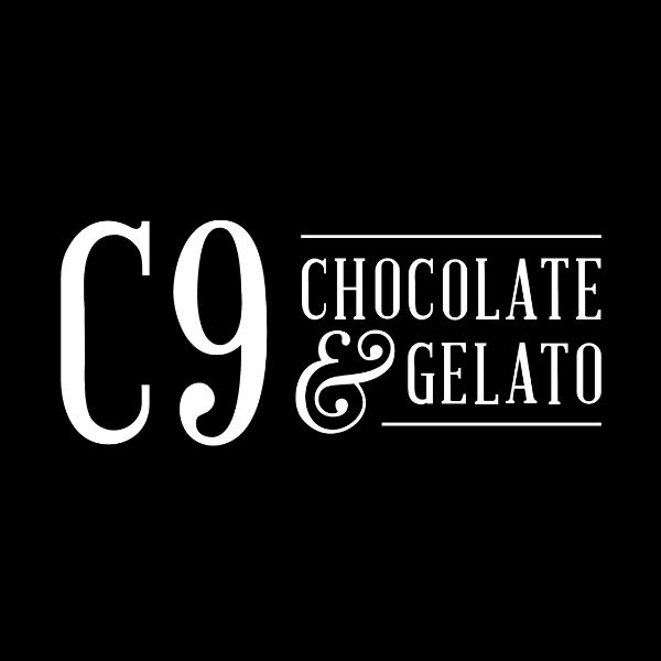 c9 chocolate & gelato in white writing on black background