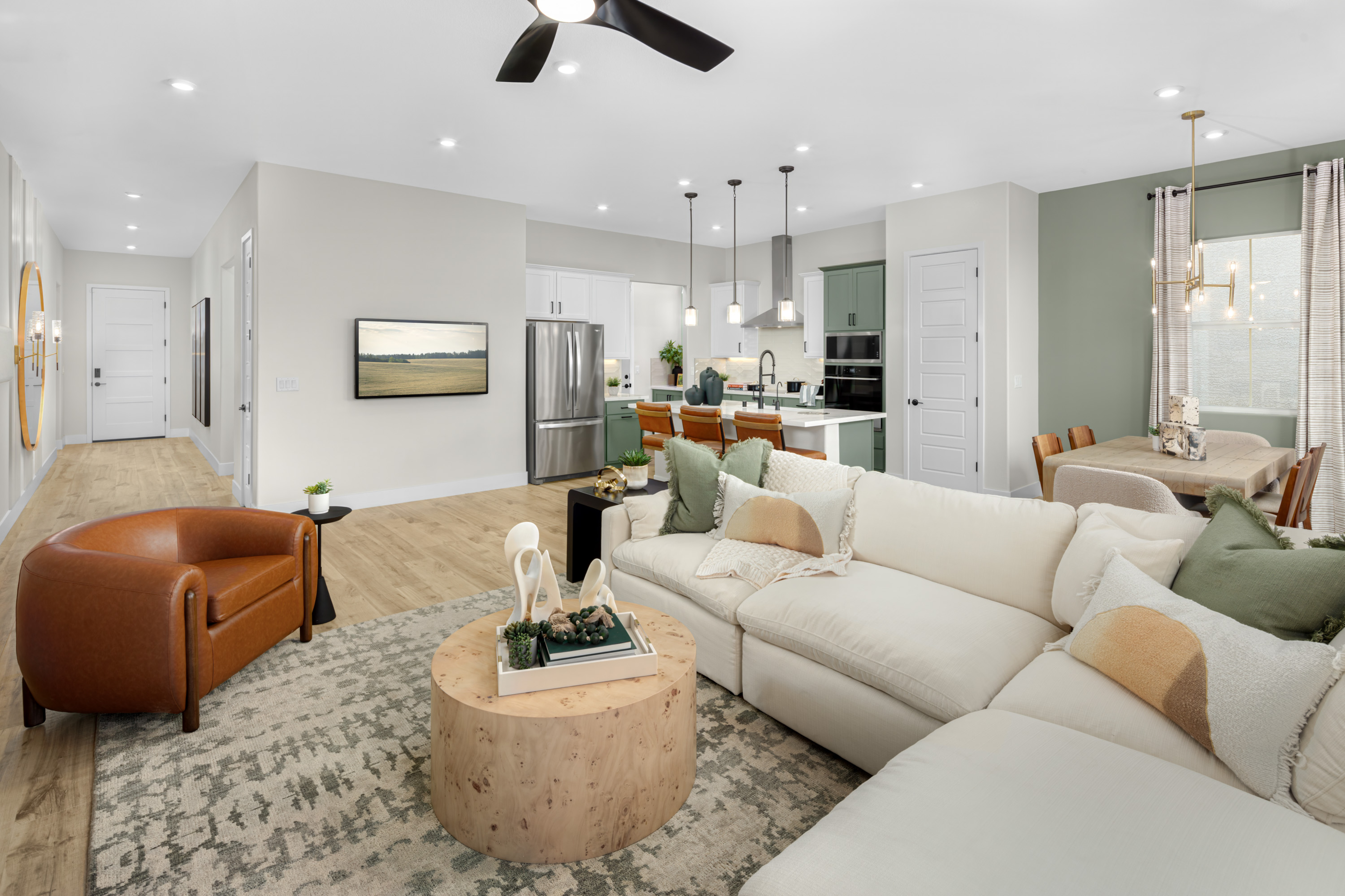 open living room with chair and sectional