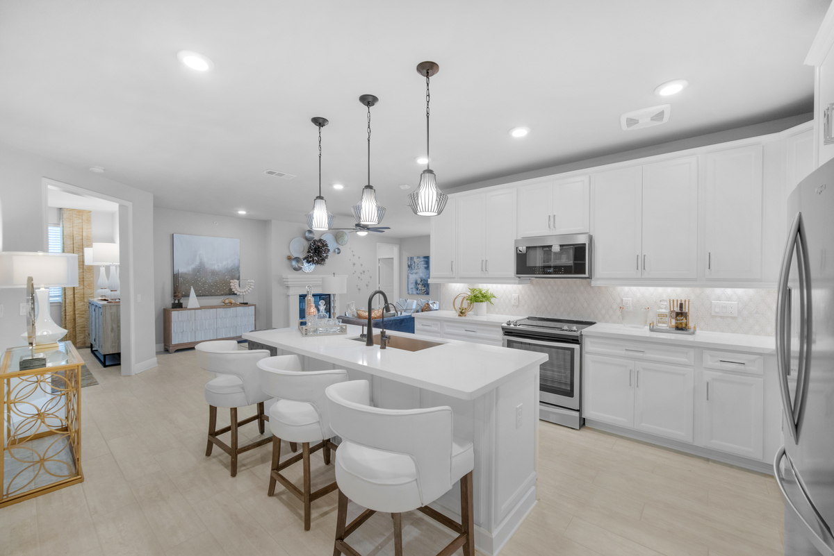 kitchen with large island and spacious cabinetry