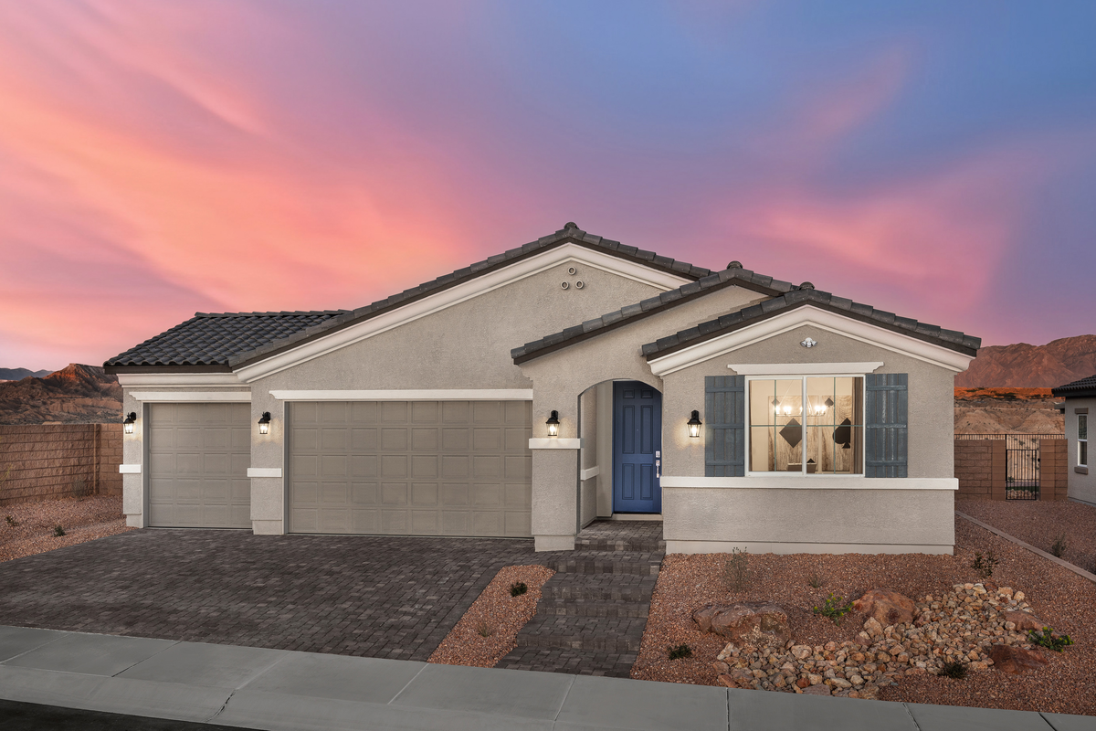 single-story home with 3-car garage