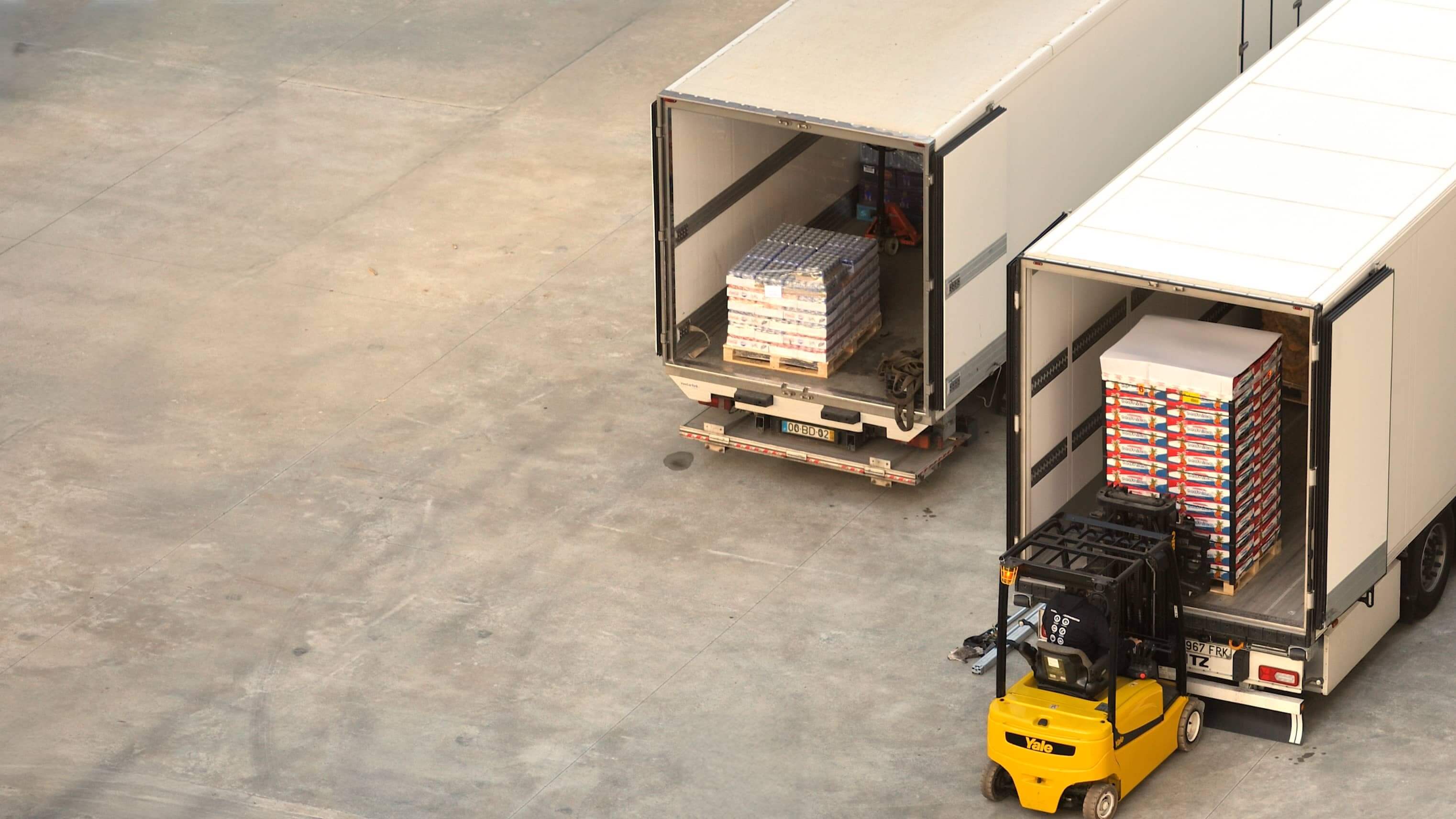 Trucks loading in a depot