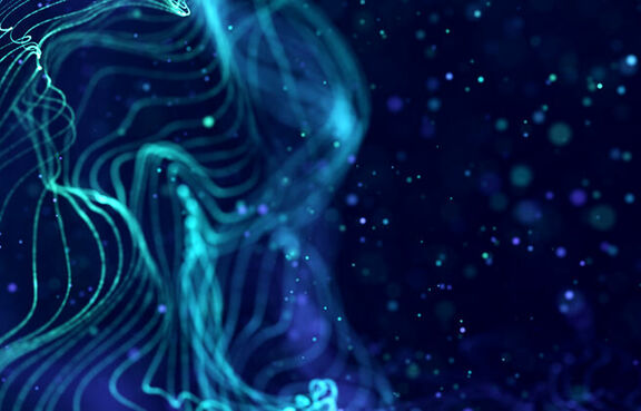 abstract blue geometrical plexus flowing movement on black background with lines
