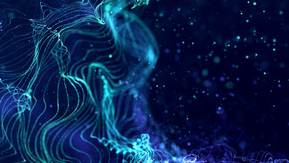 abstract blue geometrical plexus flowing movement on black background with lines
