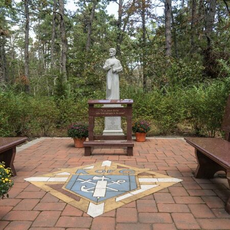 A reflection garden dedicated to Father McGivney and sponsored by New Jersey Knights is seen at Discovery House retreat center in Hammonton, N.J.