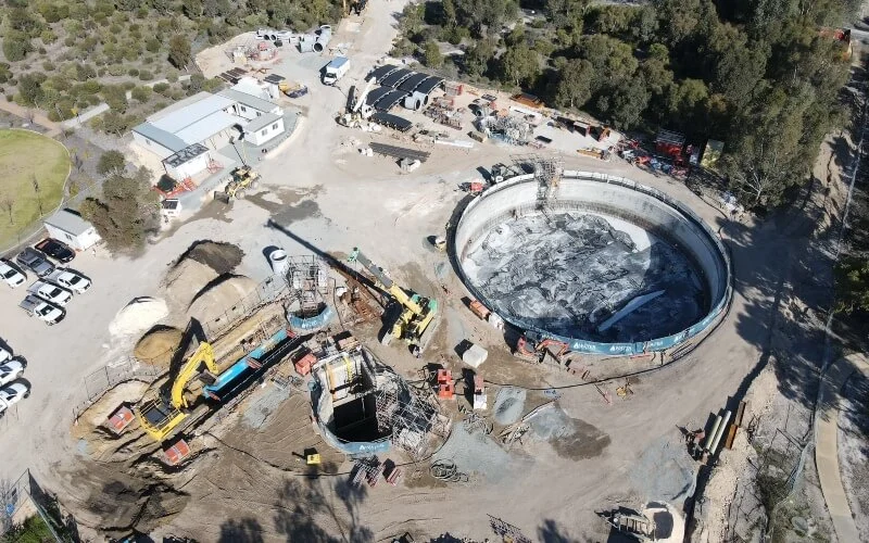 Aerial view of water management project
