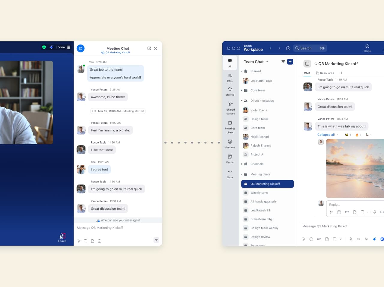 Continue Meeting Conversations in Team Chat