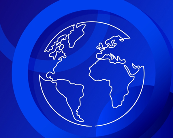 Illustration of a globe with connection points, symbolizing country and regional partnerships