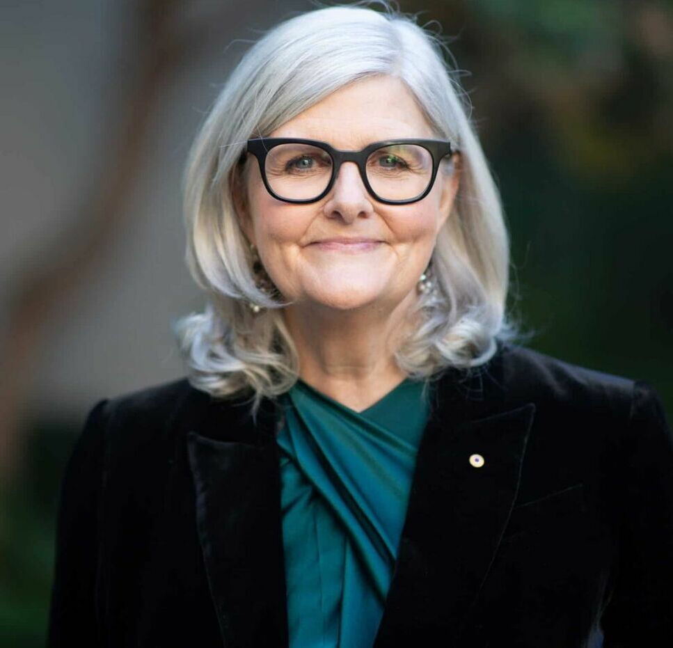 Portrait of Governor-General Sam Mostyn AC smiling outdoors