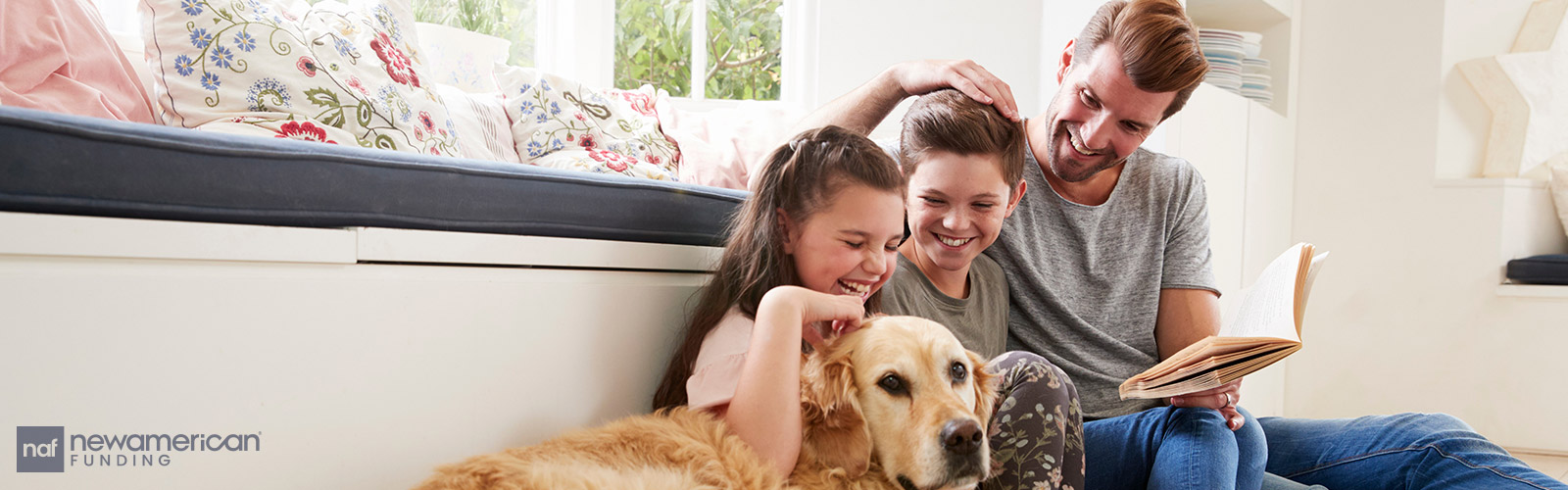 happy family reading together