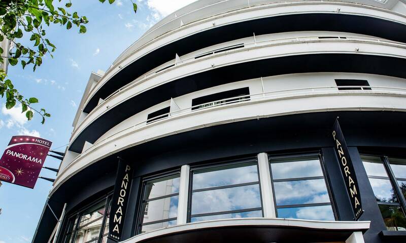 Outside view of Hotel Panorama in Lourdes, France.