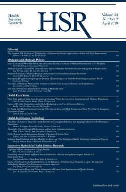 Health Services Research Volume 53, number 2 Thumbnail cover