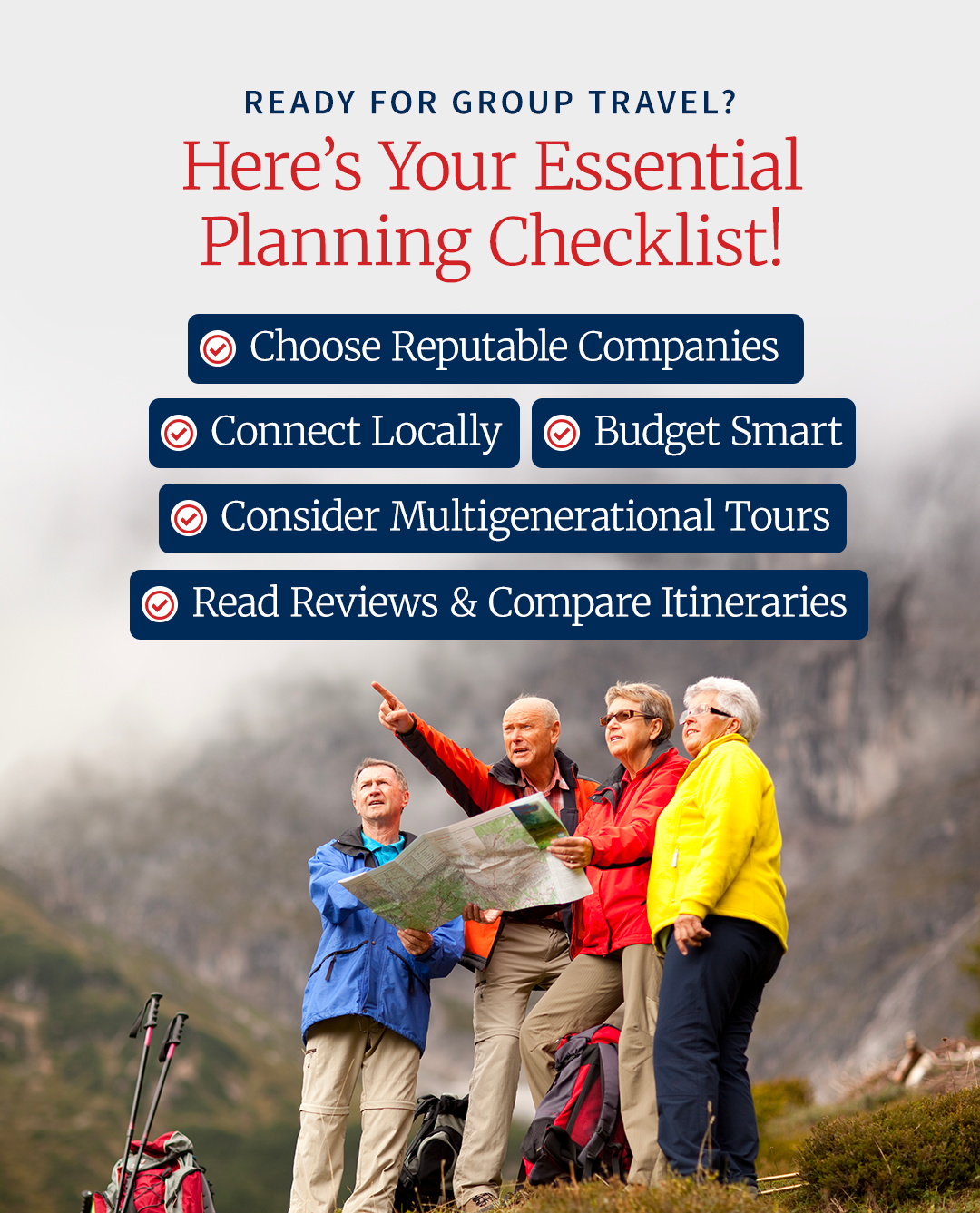 infographic of retiree travel planning checklist