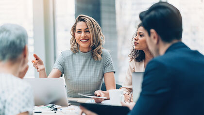Business meeting with smiling woman