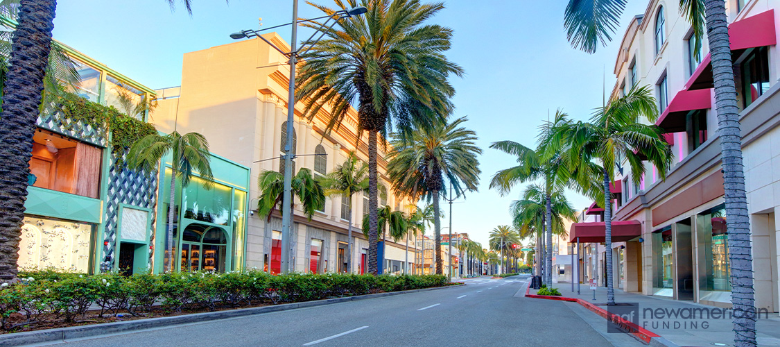 A palm tree-lined street in Los Angeles