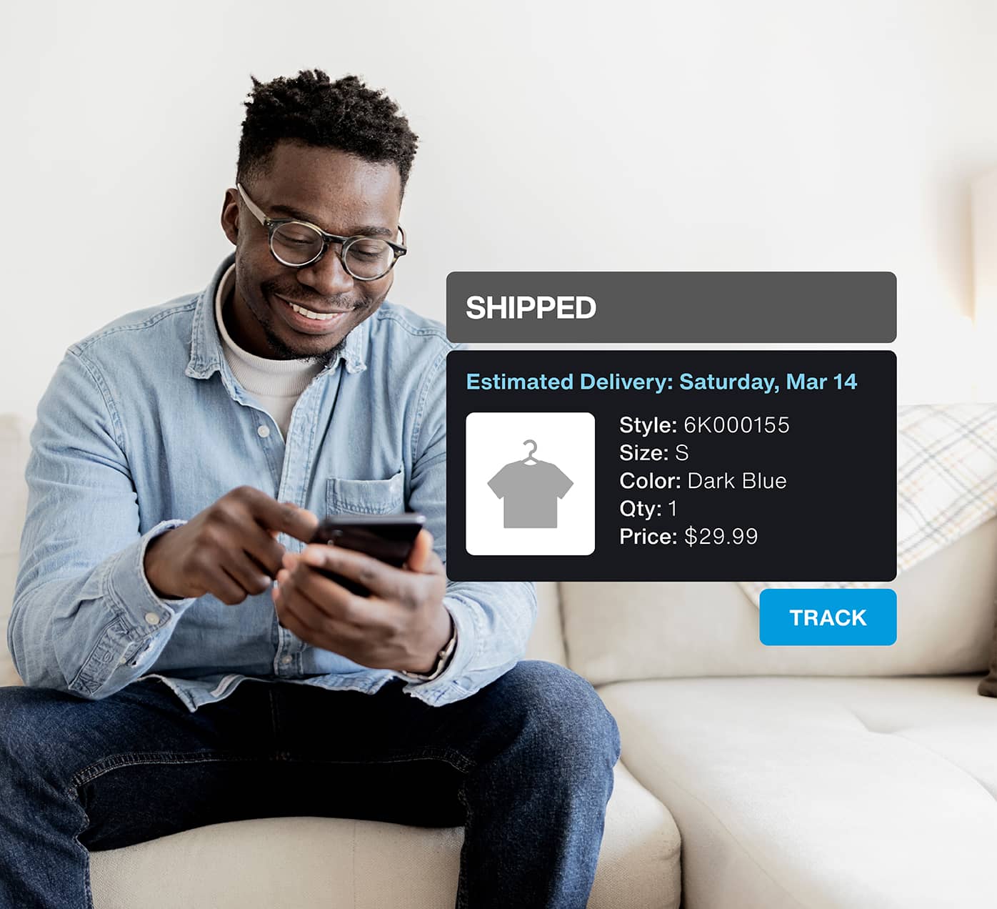 Consumer checking an online order status