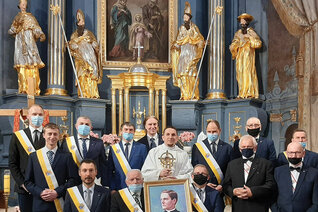 Knights gather at a church in Rawa Mazowiecka