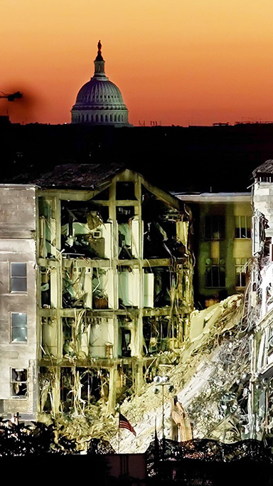 The Pentagon is pictured Sept. 17, 2001, after a hijacked commercial plane slammed into the building six days earlier.