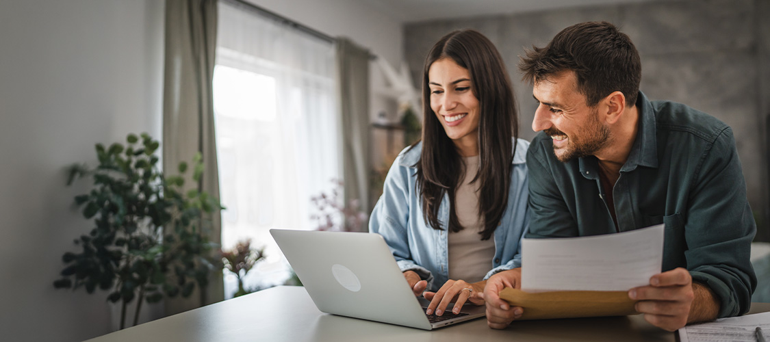 Couple filling out paperwork