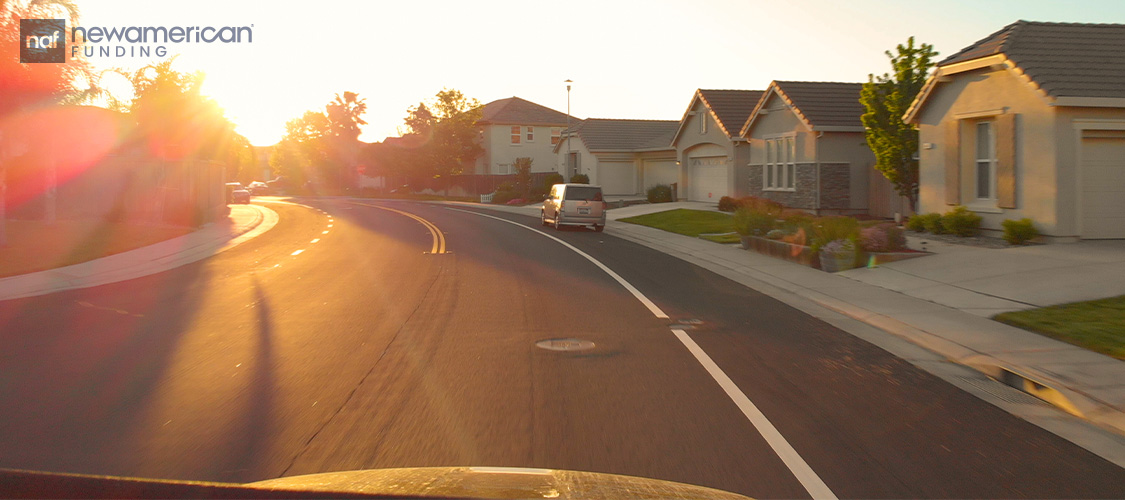 A suburban, residential neighborhood.