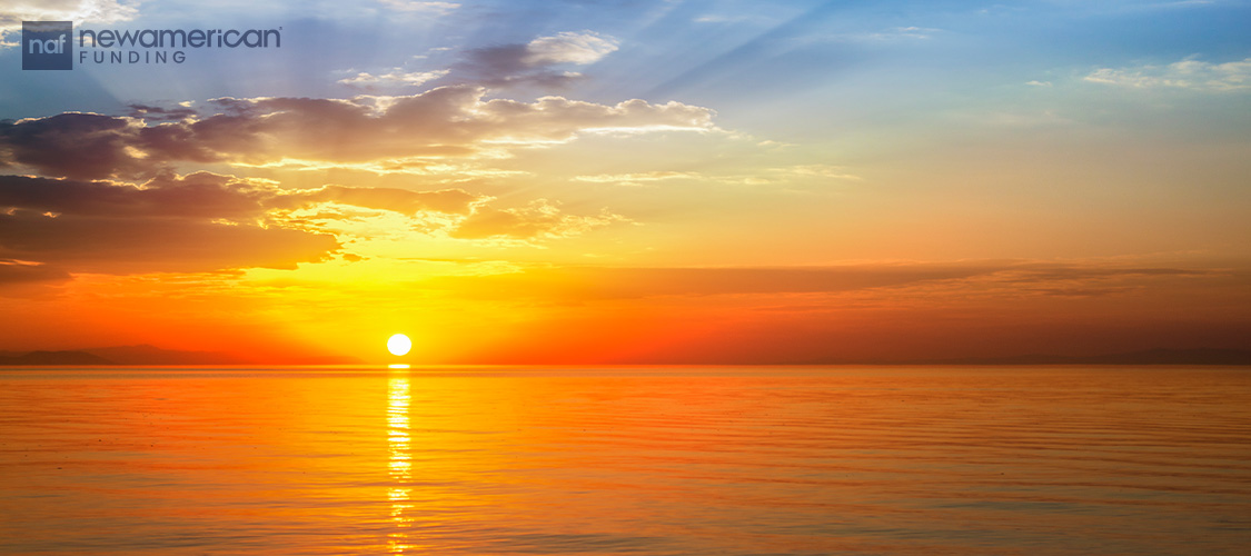 A sunset over the water.